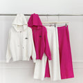 Women's casual activewear two-piece set: fall/winter letter embroidered zip-up hoodie knit sweater jacket & wide-leg pants