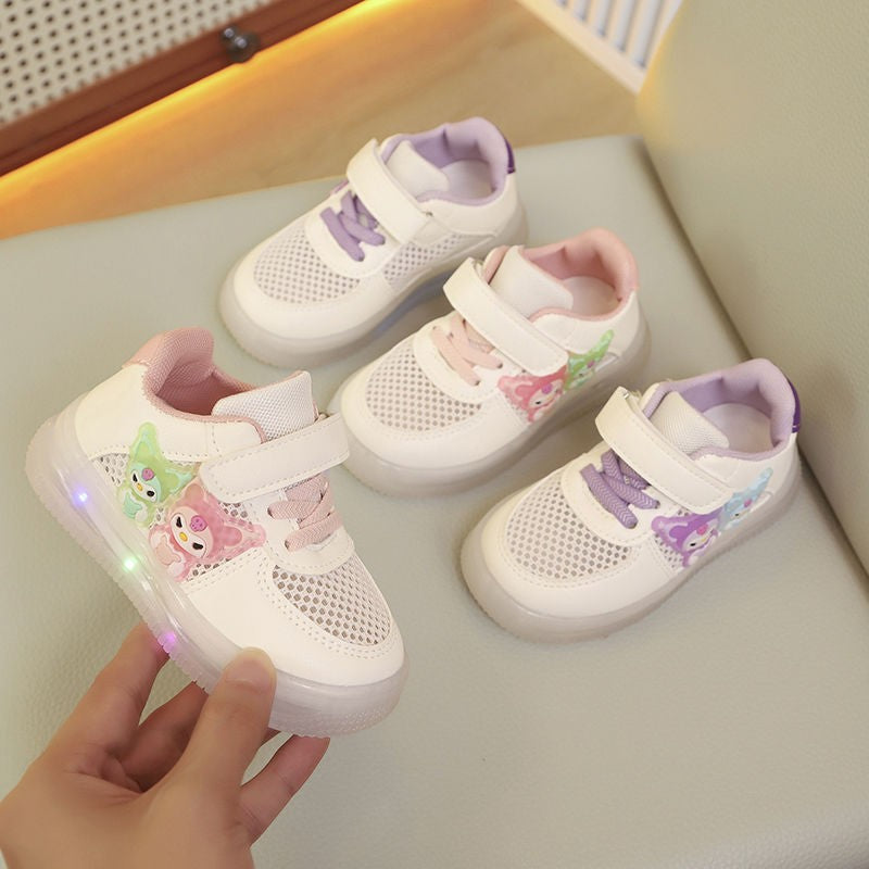 spring/autumn new princess kids' sports shoes - leather upper, led light-up, casual shoes for toddlers and young children (ages 1-6)