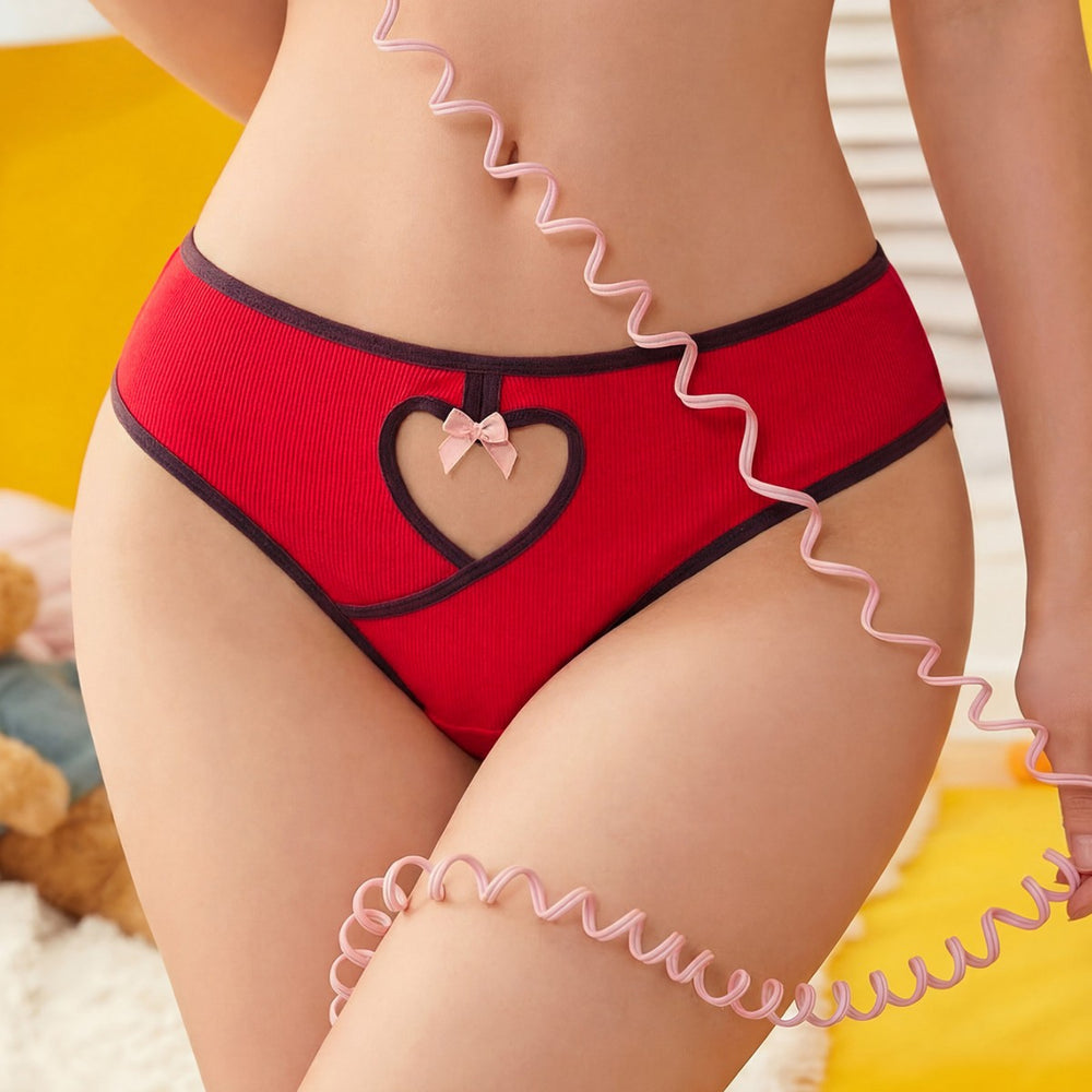 exclusive pure desire breathable plaid butt lifting cotton underwear women's low-waist ribbed cut out color matching women's underwear