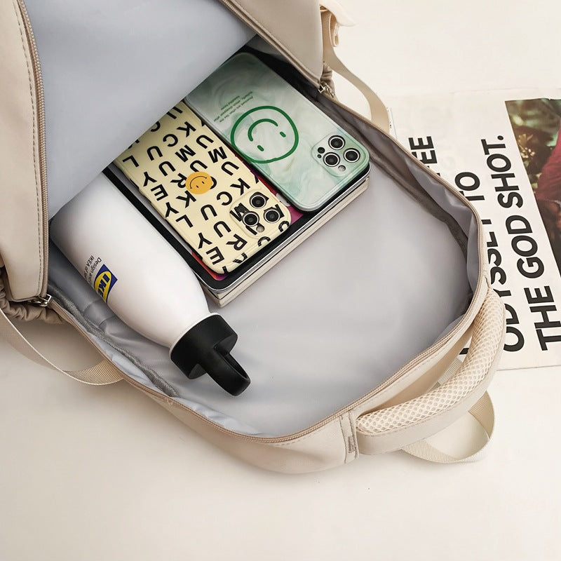 School bag, new, junior high school students, high school students, large-capacity burden reduction, lightweight backpack, simple texture backpack