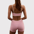 High-waisted, figure-hugging, color-blocked, cross-border camisole, shockproof, push-up, high-waisted, butt-lifting running and fitness shorts yoga set for women
