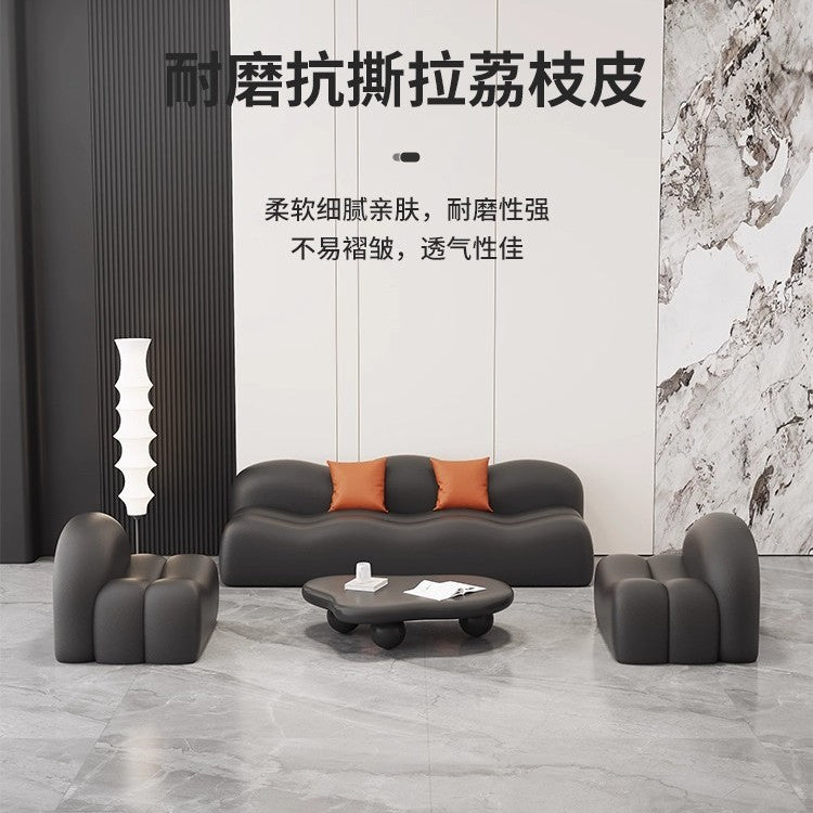 new leather reception desk wave rest area lounge seating for salon, office, and nordic living room