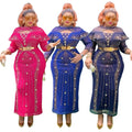 Fashion cross-border new arrival african  plus size women's dress fashion hot diamond beaded high waist hip skirt
