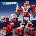 Kids' transforming robot building block set - 5-in-1 engineering vehicle, mecha, realistic car, fire truck, and military vehicle model