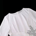 New arrivalfashionwhite appliqué dress ruffles pleated waist slit elegance party hip skirt dress