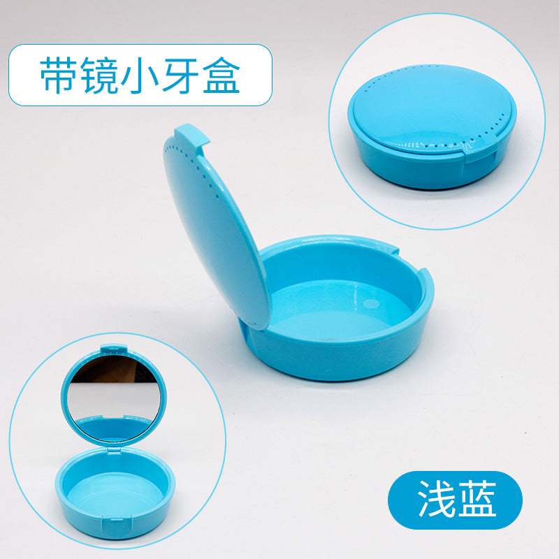 Dental Mirror Small Tooth Box Holder Tooth Storage Box, Oval Orthodontic Orthodontic Orthodontic Box, Portable Braces Box