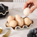 Retrofor home ceramic egg storage tray refrigerator freezer stylish high value egg tray storage tray fresh-keeping tray