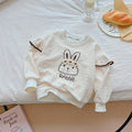 Girls' autumn new collection: cute bunny print sweatshirt, perfect for layering or wearing on its own. sizes 110-160. long-sleeve tee for little girls, style t
