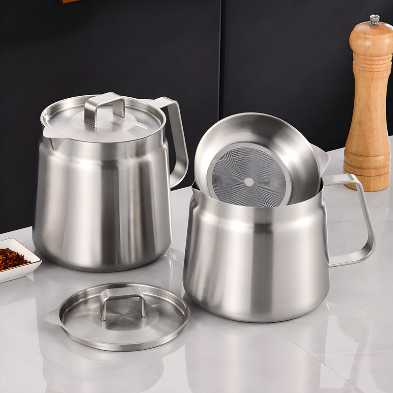 304 stainless steel uncoated multi-purpose pot with strainer, oil skimmer, kitchen lard container, small fryer - customizable