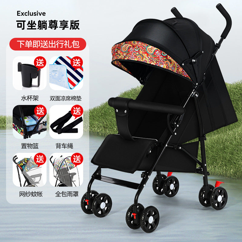 Baby stroller lightweight foldable umbrella stroller reclining seat summer travel pram for infants and toddlers