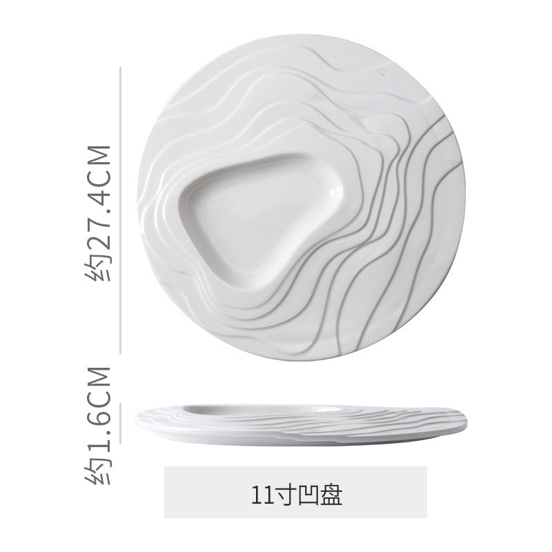 Personalized artistic ceramic western food plating plates for restaurants and hotels - light luxury gold-trimmed ceramic plates for steak and high-end desserts