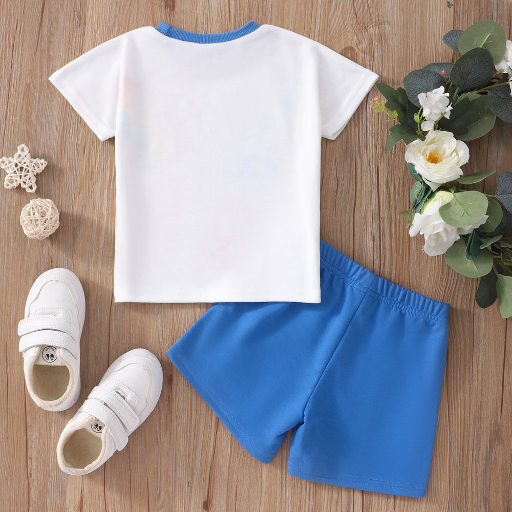Children's short-sleeved ice cream rainbow shortssuit
