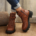 Thick sole round toe boots women's belt buckle thin velvet short boots fall and winternew arrival side zipperexportplus size leather boots
