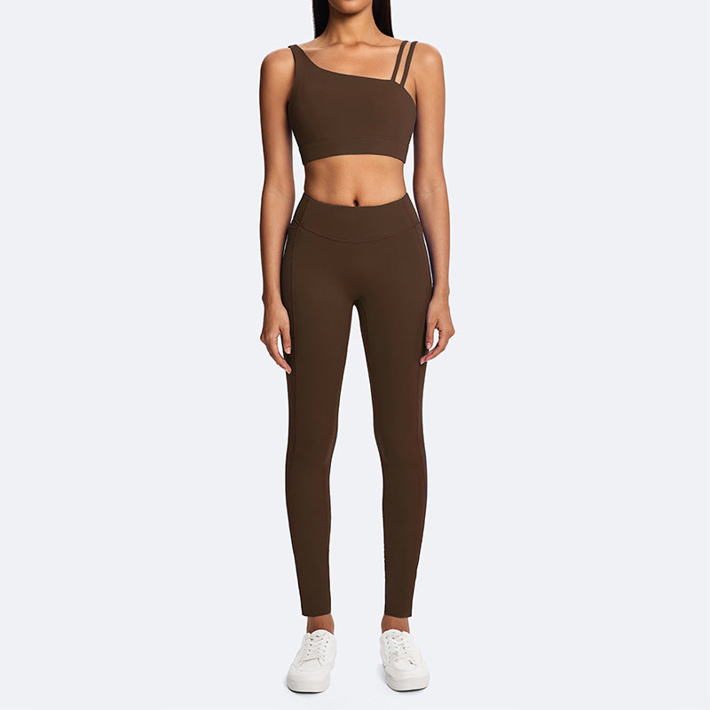 European and american new eco-friendly fabric racerback sports bra women's yoga top high-impact shockproof running yoga vest