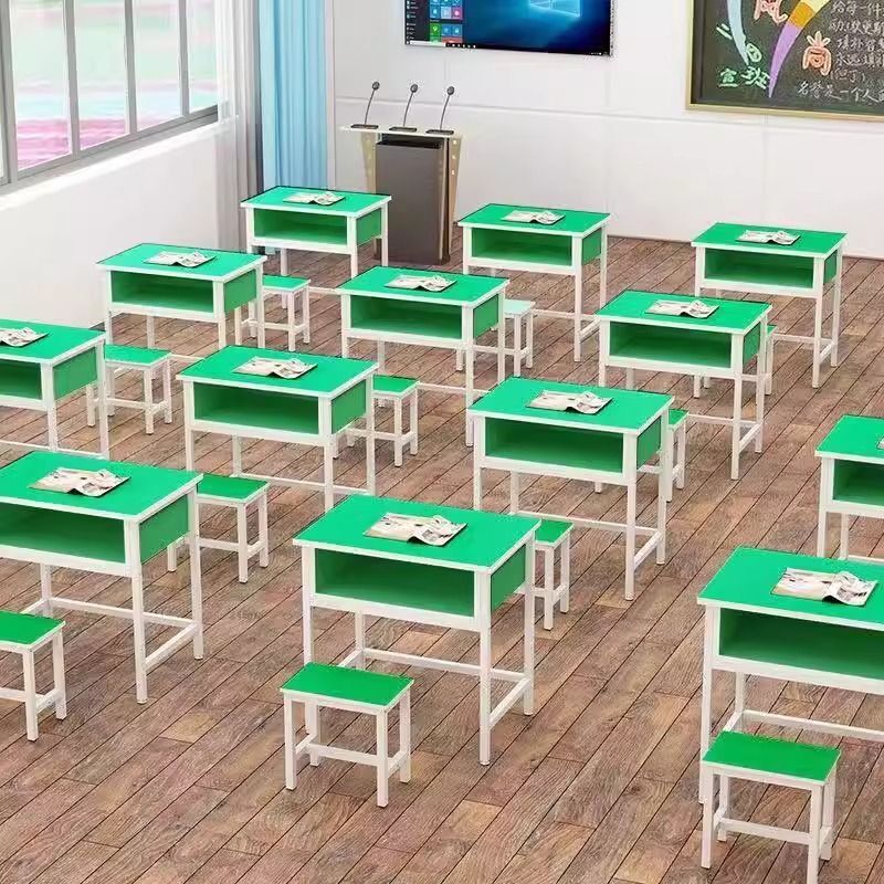 Double-layer tutoring tutoring single double three-person conference table student desk and chair training table with drawer