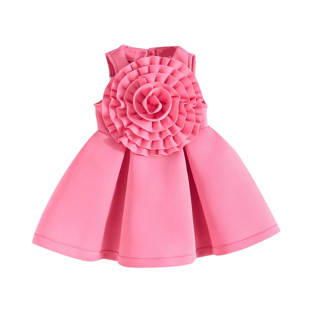 hot-selling girls' summer sleeveless princess dress with oversized floral ruffle detail (european & american style)