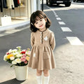 Girls' knit dress - new autumn/winter  collection - kids' lace collar knitted dress - baby red princess dress