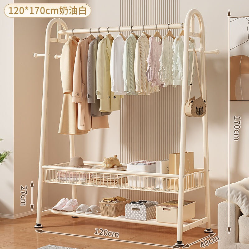 New arrival big mac extra thick floor-standing bedroom clothes hanger for home indoor clothes drying storage coat rack combination