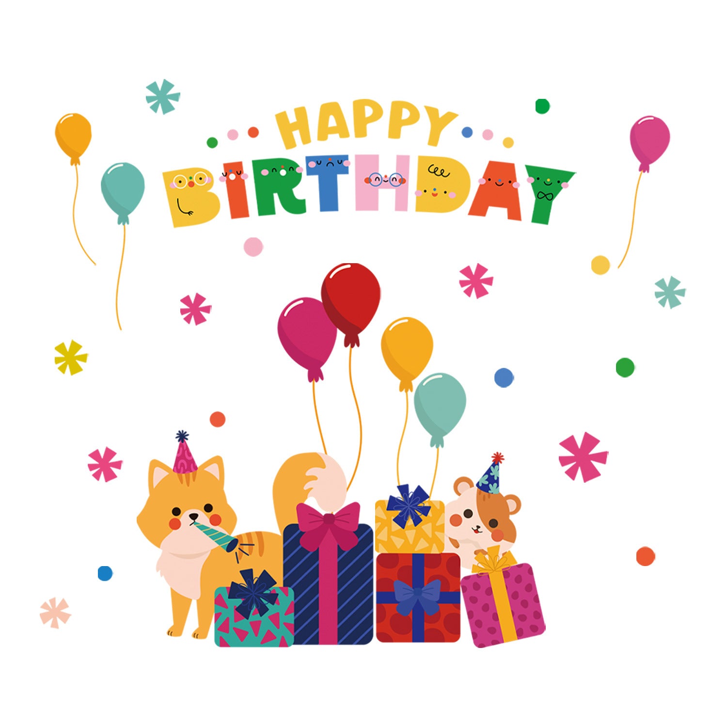 Cross-border new creative gift box balloon home living room bedroom window glass decoration beautiful static sticker