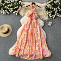 Sexycut outhalter suspender dress for women, pure lust atmosphere, waist slimming lookelegant super fairy holiday floral skirt