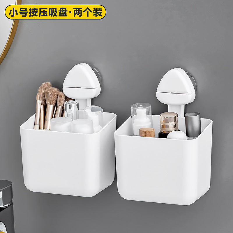 Household bathroom storage box Rectangle plastic suction cup Bathroom rack No punching suction cup wall-mounted storage box