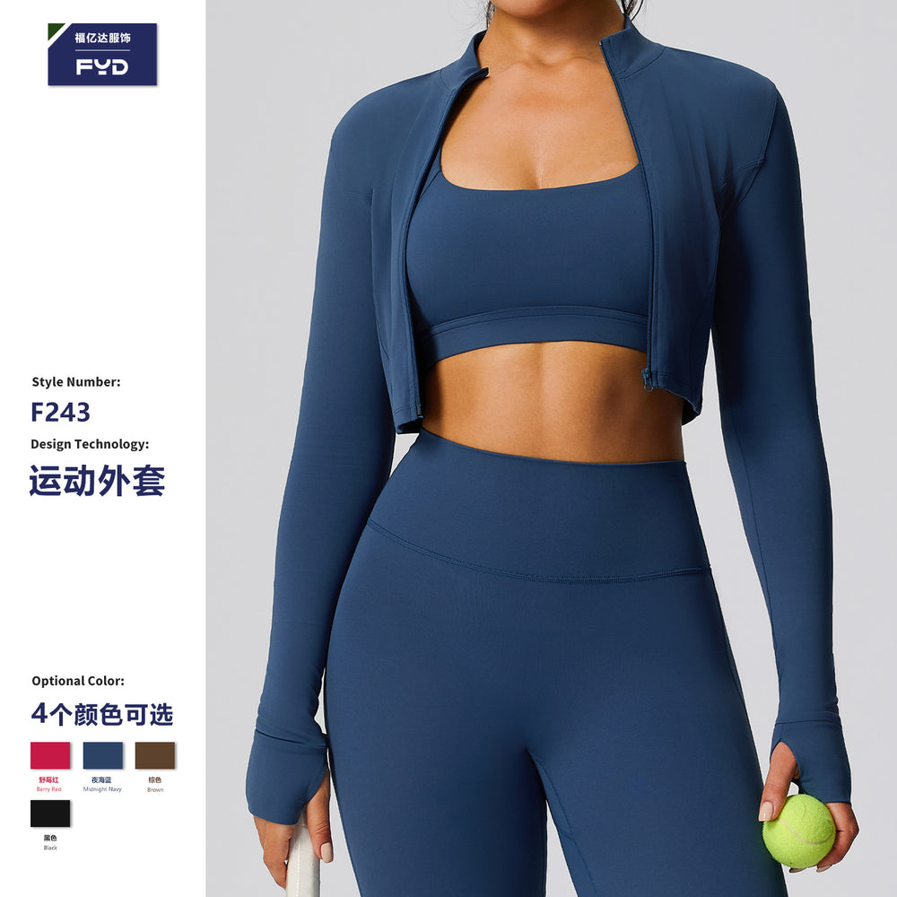 European and american autumn/winter zip-up yoga jacket for women, outdoor running long sleeve fitness jacket, cloud-feel quick-dry activewear yoga top