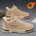 Men's work safety shoes - spring fleece-lined, warm, construction site work boots, men's anti-slip, wear-resistant, workwear sneakers, mid-cut