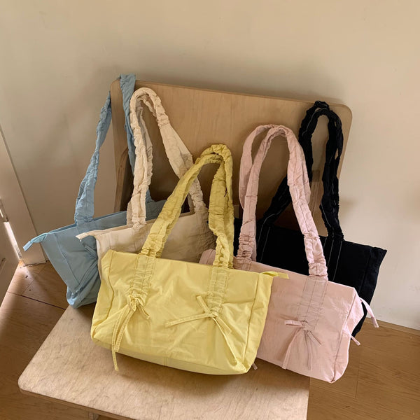 Bags Women's Versatile Spring and Summer Shoulder Bow Decorative Nylon Bags Large Capacity Casual Tote Bags Handbag Tide