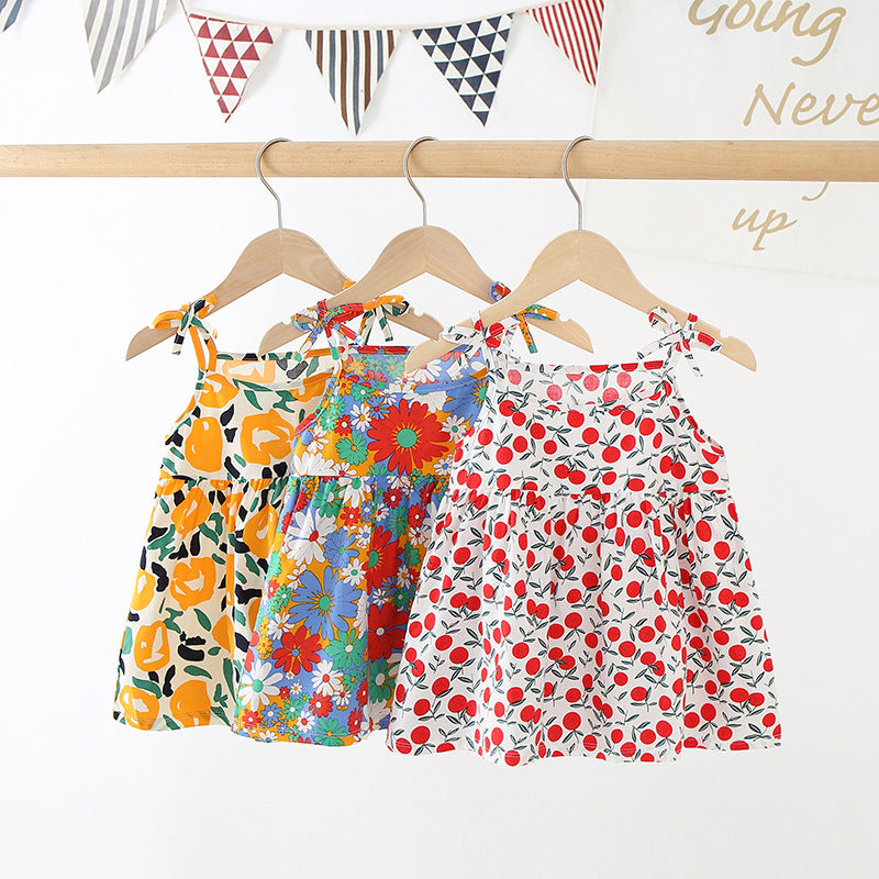 Girls' dress - kids' trendy princess sundress -  summer korean style floral dress