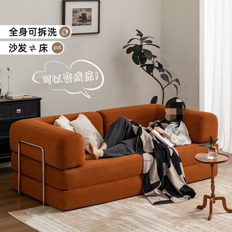 Multi-stay vacuum compression second-hand teddy modular fabric sofa small apartment living room foldable dual-purpose floor-standing sofa bed