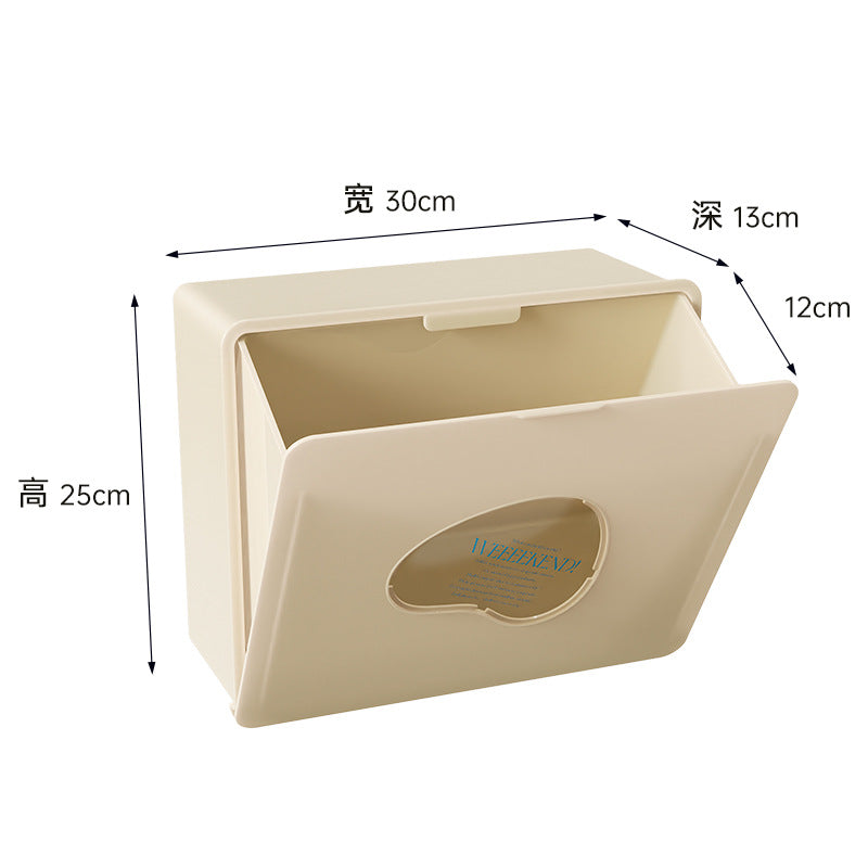 Multifunctional wall-mounted anti-splash water storage box Tipping bucket box No punching bathroom narrow slot paper towel sanitary napkin storage box
