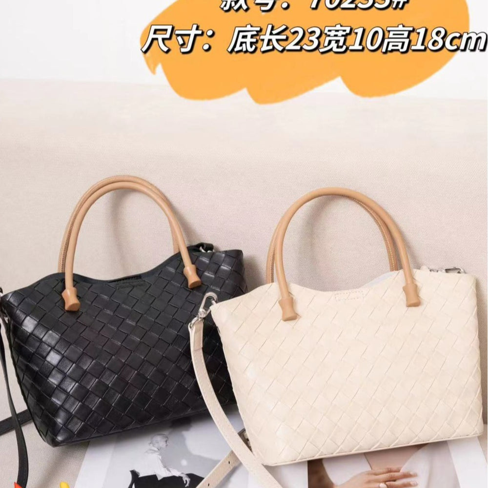 Elegant large-capacity niche style women's genuine leather satchel bag new arrivalins crossbody bag women's summer cowhide classy sense of woven