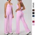 Cloud-feel quick-dry outdoor casual yoga set - tie-up sports bra with high-waisted straight-leg pants for running and fitness