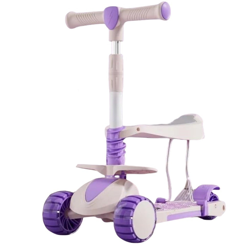 New children can sit and slide three-in-one scooter 2-6 years old baby princess four-wheeler boys and girls - scooter
