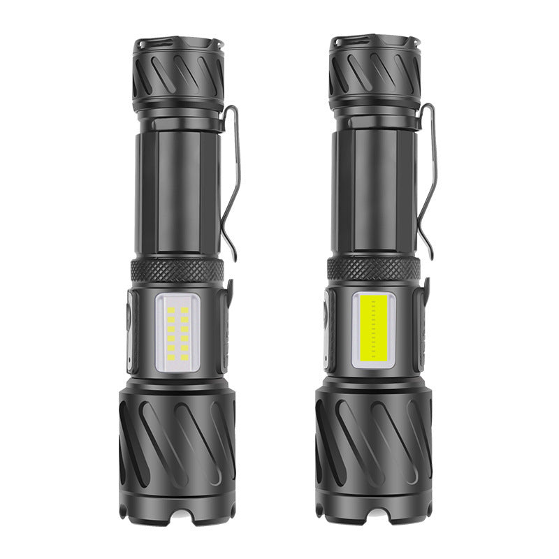 Cross-border XHP160 + COB strong light flashlight USB charging outdoor zoom magnetic side light maintenance LED flashlight