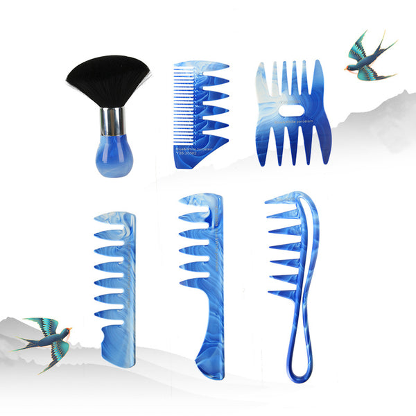 Manufacturer wholesale blue and white porcelain oil hair comb, hair brush, wide teeth, large teeth, hair comb, large back shape, oil hair comb