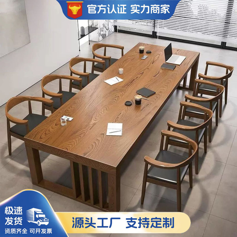 Solid wood large conference table bench table casual office desk large long desk log workbench large board table study table