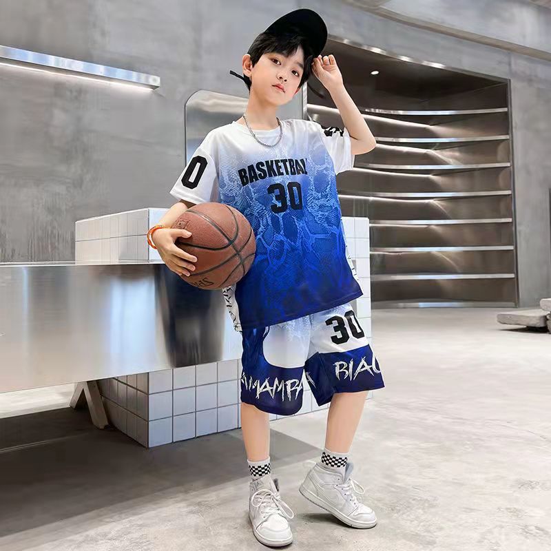Boys' quick-dry basketball outfit summer set  new cool & stylish mid-to-large kids summer sports fashionable children's summer style