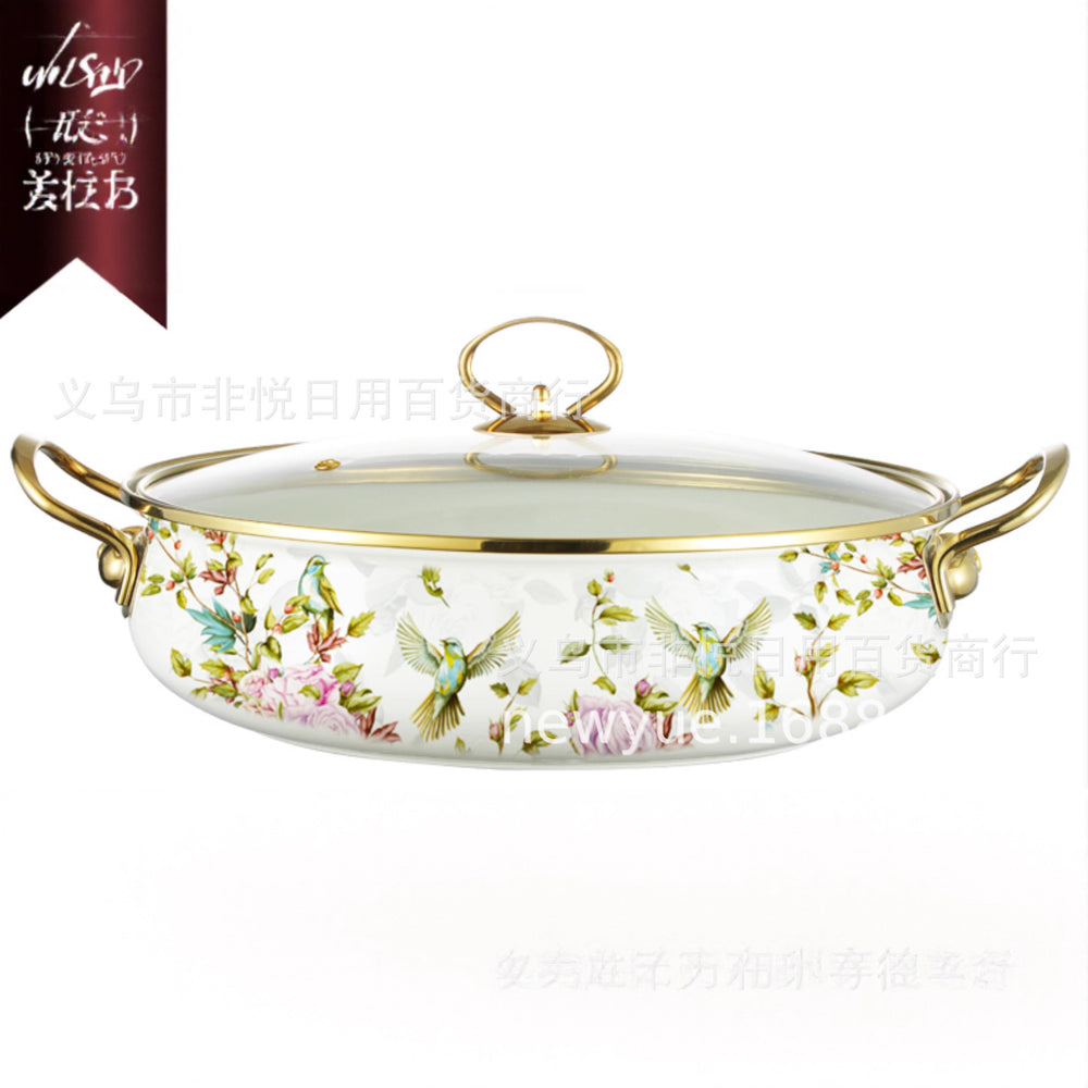 Hot-selling enamel soup pot and seafood pot for cross-border e-commerce, direct from the manufacturer. cast iron with a painted finish, perfect for home kitchens. sold individually