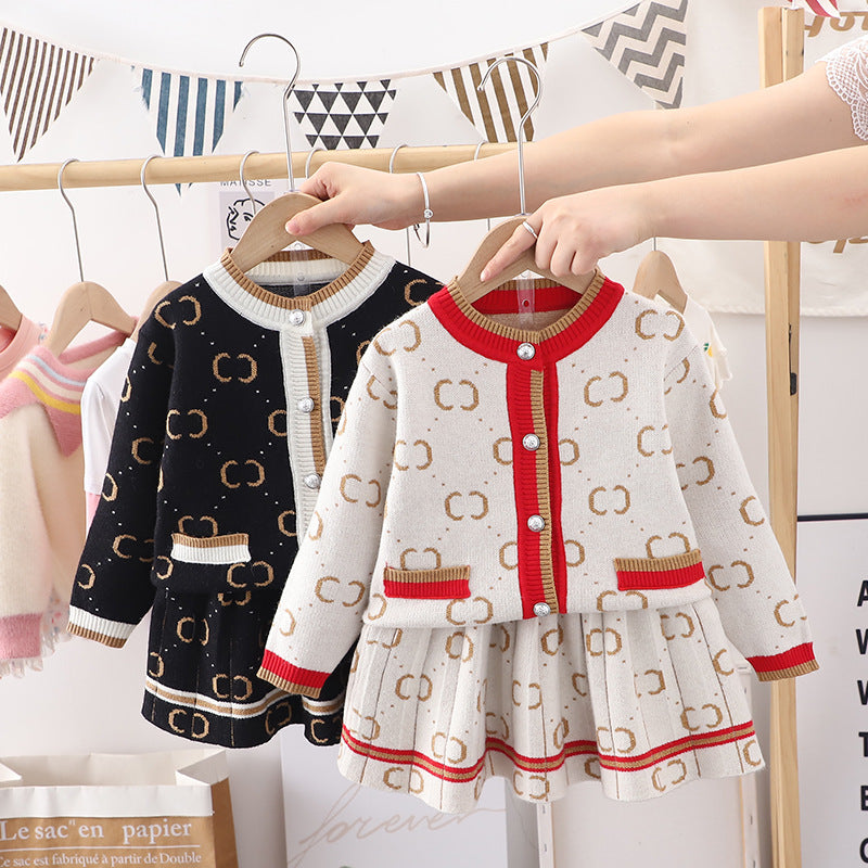 Girls' cardigan sweater set - autumn  collection - baby girl's outerwear - chanel-inspired girls' outfit