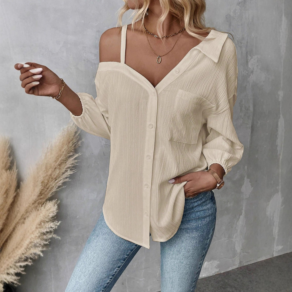 Spot 2025 spring and summer European and American independent station  lapel seven-quarter sleeve off-the-shoulder cardigan texture single-breasted casual