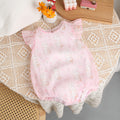 Summer baby flutter sleeve romper - adorable cartoon bunny onesie for sweet baby girls, perfect for newborn milestone photos and outdoor wear