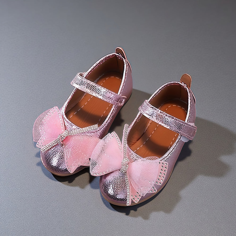Girls' princess shoes - spring/autumn leather shoes for baby girls, summer soft-soled children's shoes, bowknot flats, princess style