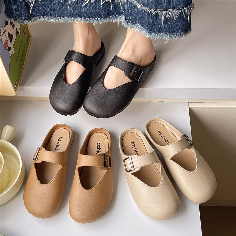 2025new arrival baotou slippers for women summer popular ins lazy western style sweet fairy style one-line sandals for women