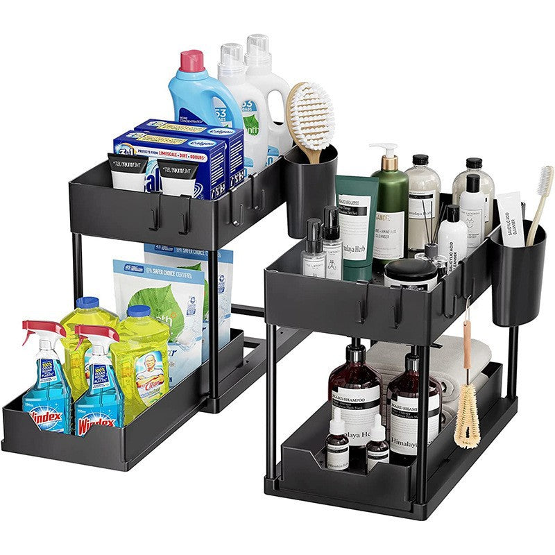 pull-out double-layer shelf kitchen sink disassembly and assembly storage countertop spice rack seasoning storage rack