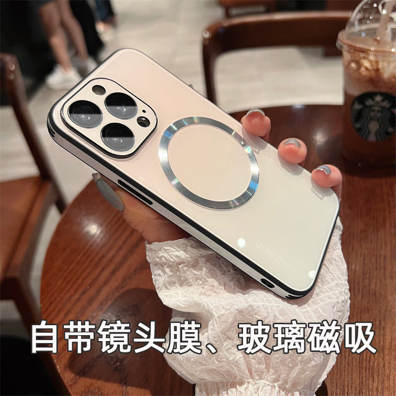 Suitable for iphone16promax gradient glass magnetic mate70 mobile phone case apple 15 lens film all-inclusive
