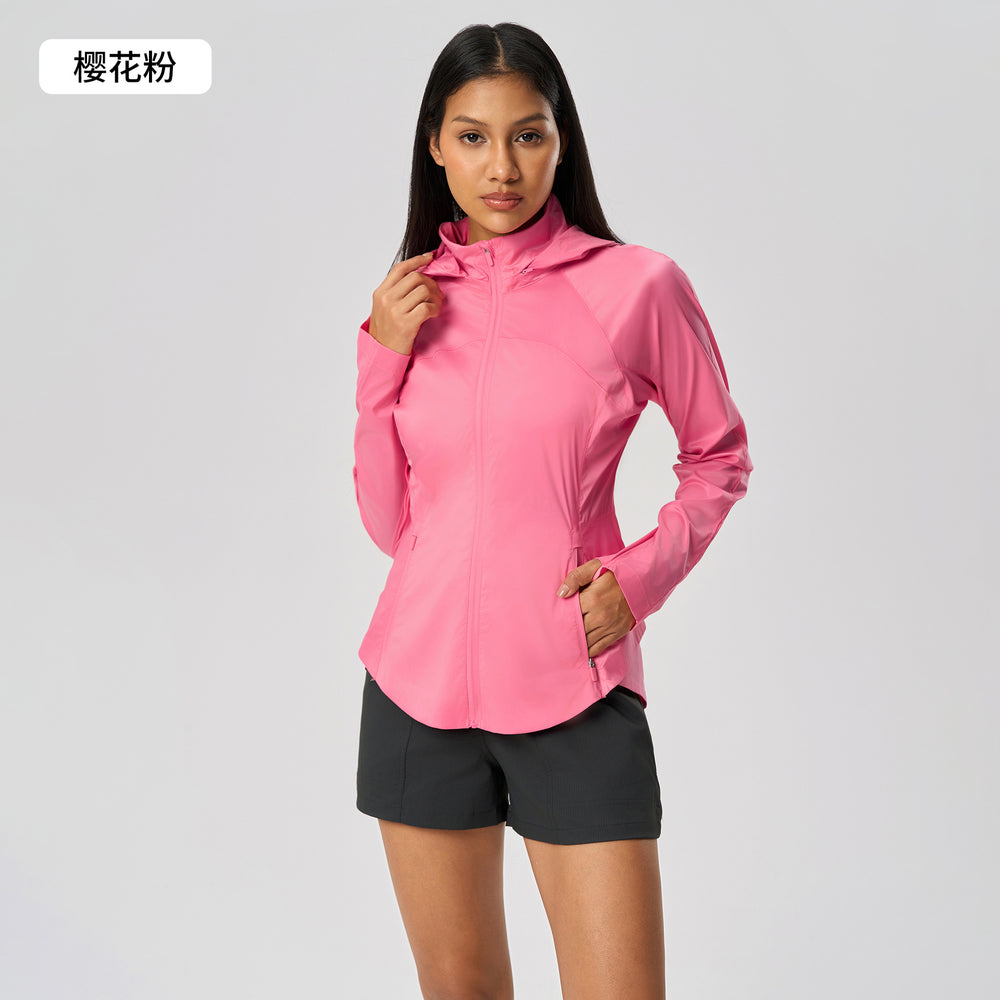 Summer cooling sun protection clothing for women - uv protection, slimming waist design, concealable hood, outdoor sun protection jacket dss098