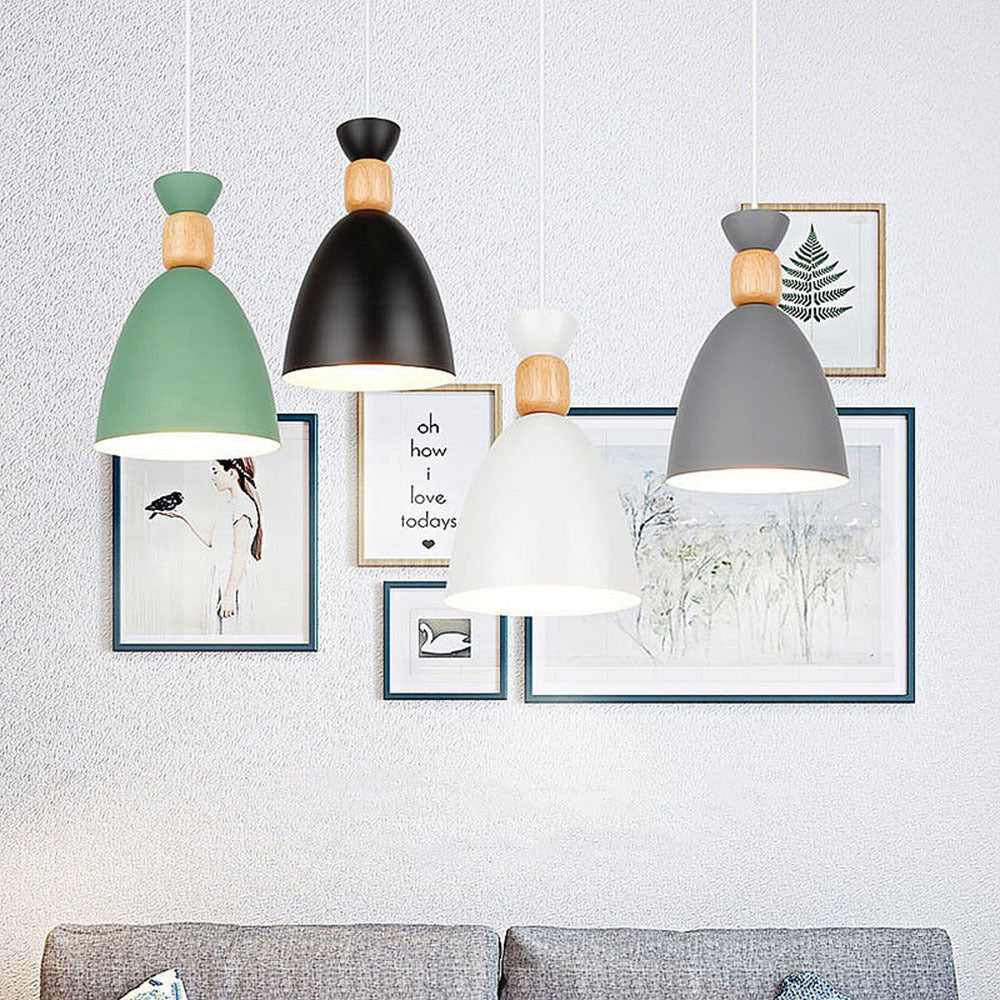 Creative pastoral and rural style LED color Nordic wrought iron wood chandelier, personalized modern simple lighting fixtures, post-modern