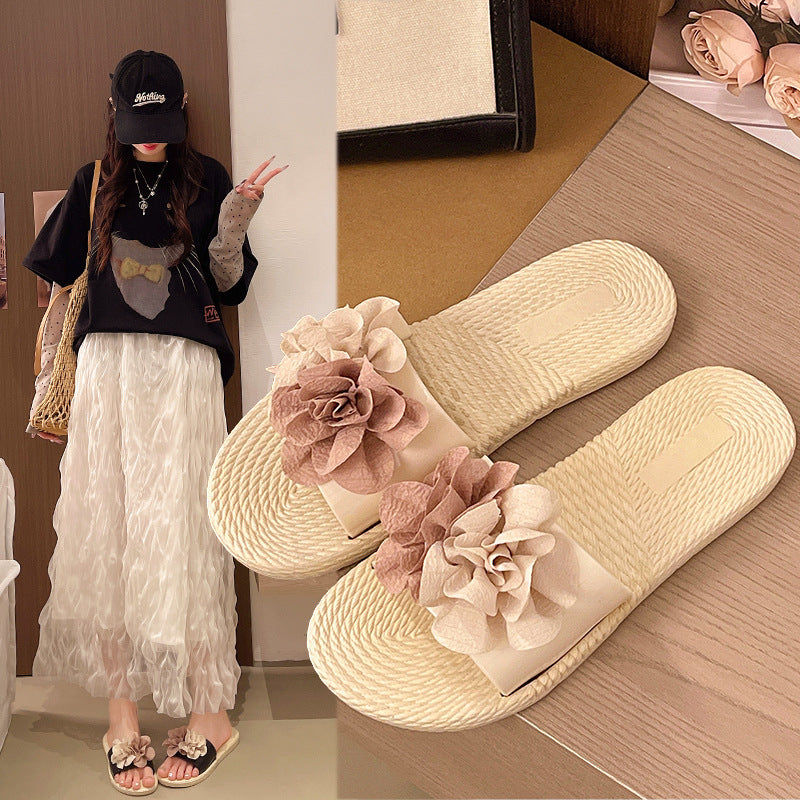French chic floral slides - new summer collection: versatile, non-slip, beach-ready thong sandals with a fairy-tale aesthetic