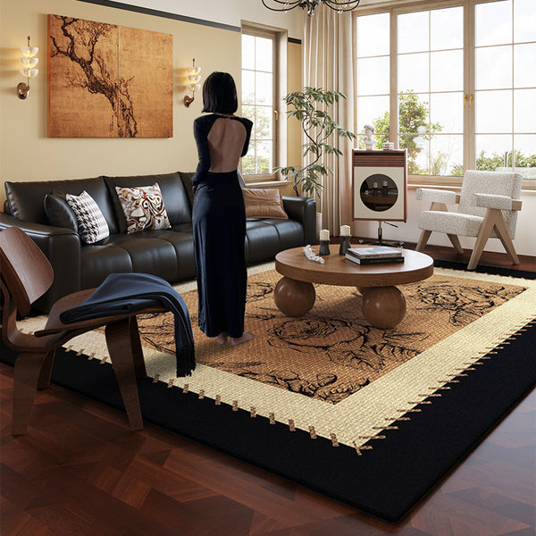 Living room carpet light luxury retro American high-end electronic sofa coffee table mat dirt-resistant bedroom floor mat full shop antique style